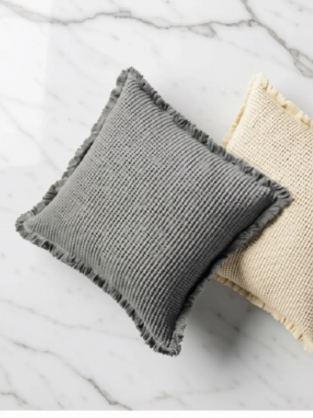 Set/2 Mud Pie Gray Waffle Weave Pillow Covers